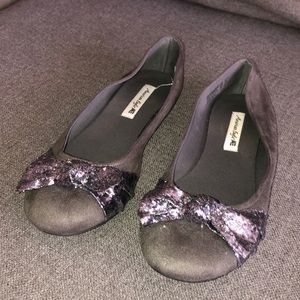 Silver glitter bow flats